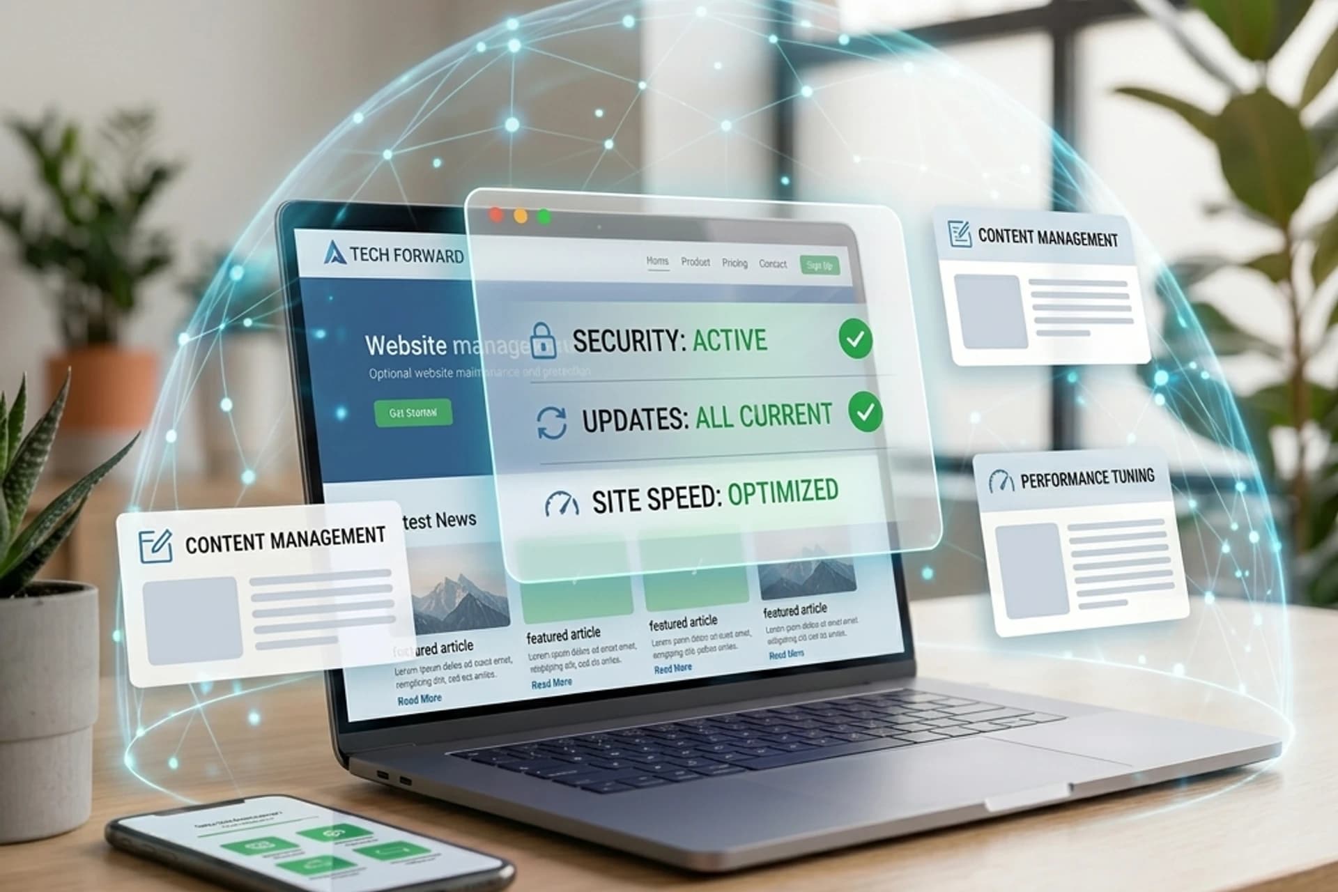 Comprehensive Website Management A tech professional reviewing website analytics on monitors, symbolizing platform management.